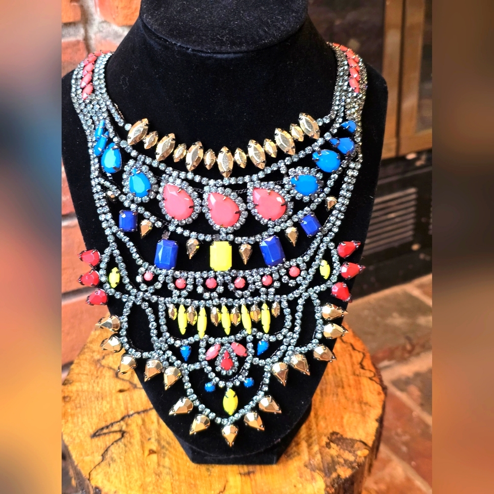 BCBGMAXAZRIA Jeweled Choker Necklace and Earrings
